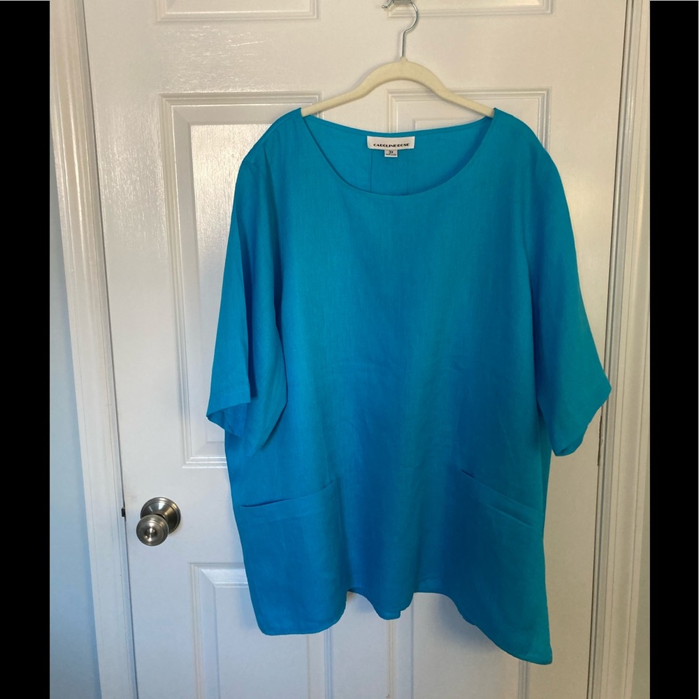 Caroline Rose Linen tunic w/pockets 3X